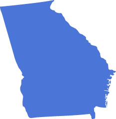 A blue icon in the shape of the US State of Georgia symbolizing pre-settlement funding in Georgia
