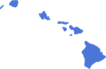 A blue icon in the shape of the US State of Hawaii symbolizing pre-settlement funding in Hawaii