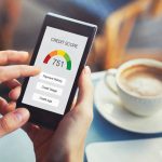 credit score concept on the screen of smartphone, take credit
