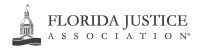 The logo of the Florida Association for Justice in greyscale